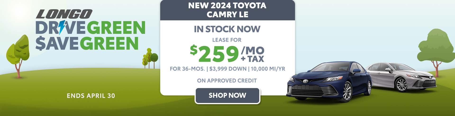 Lease a new 2024 Toyota Camry LE for $259/mo + tax